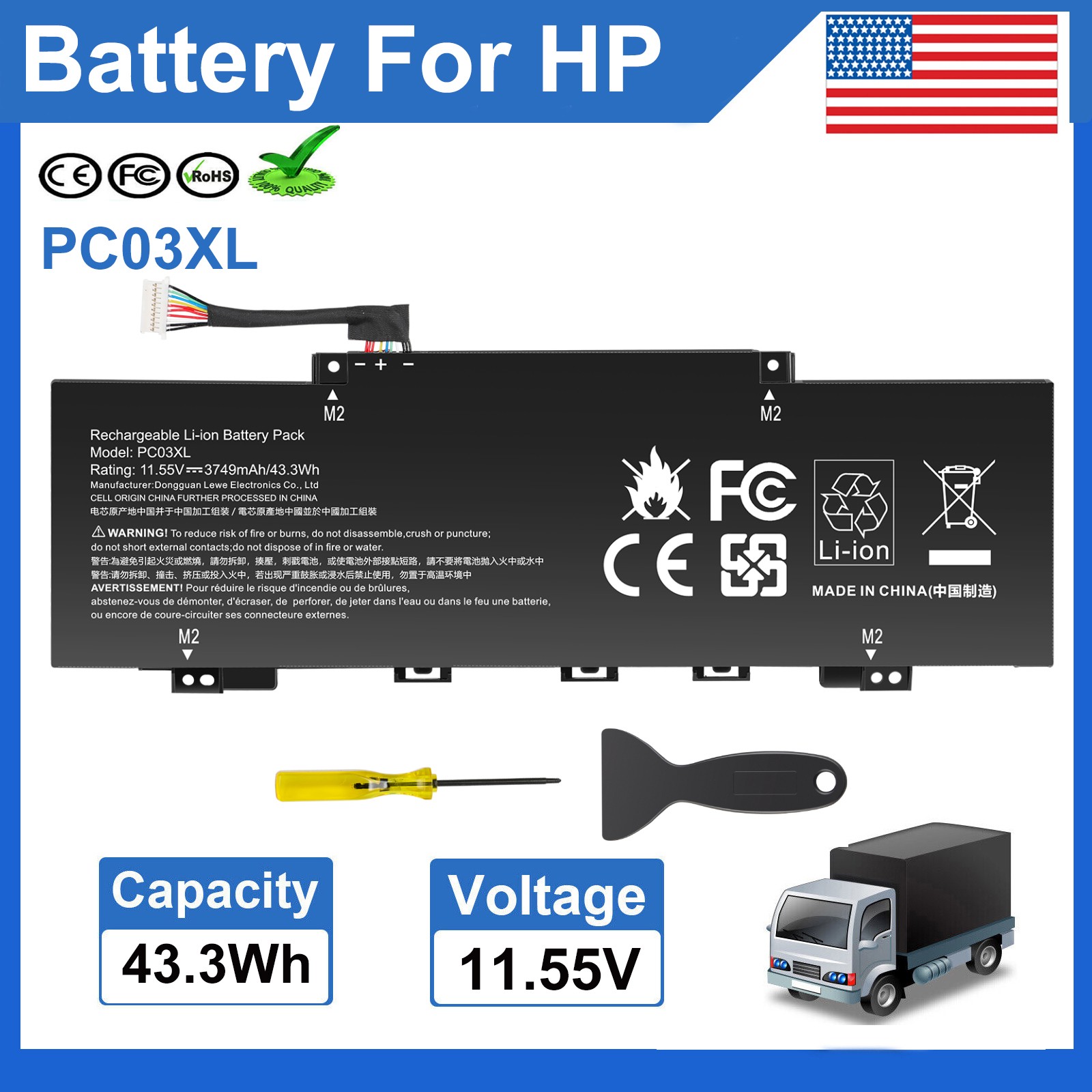 PC03XL Battery for HP Pavilion x360 14-CD 14-DY TPN-DB0E M24648-005 HSTNN-OB1W
