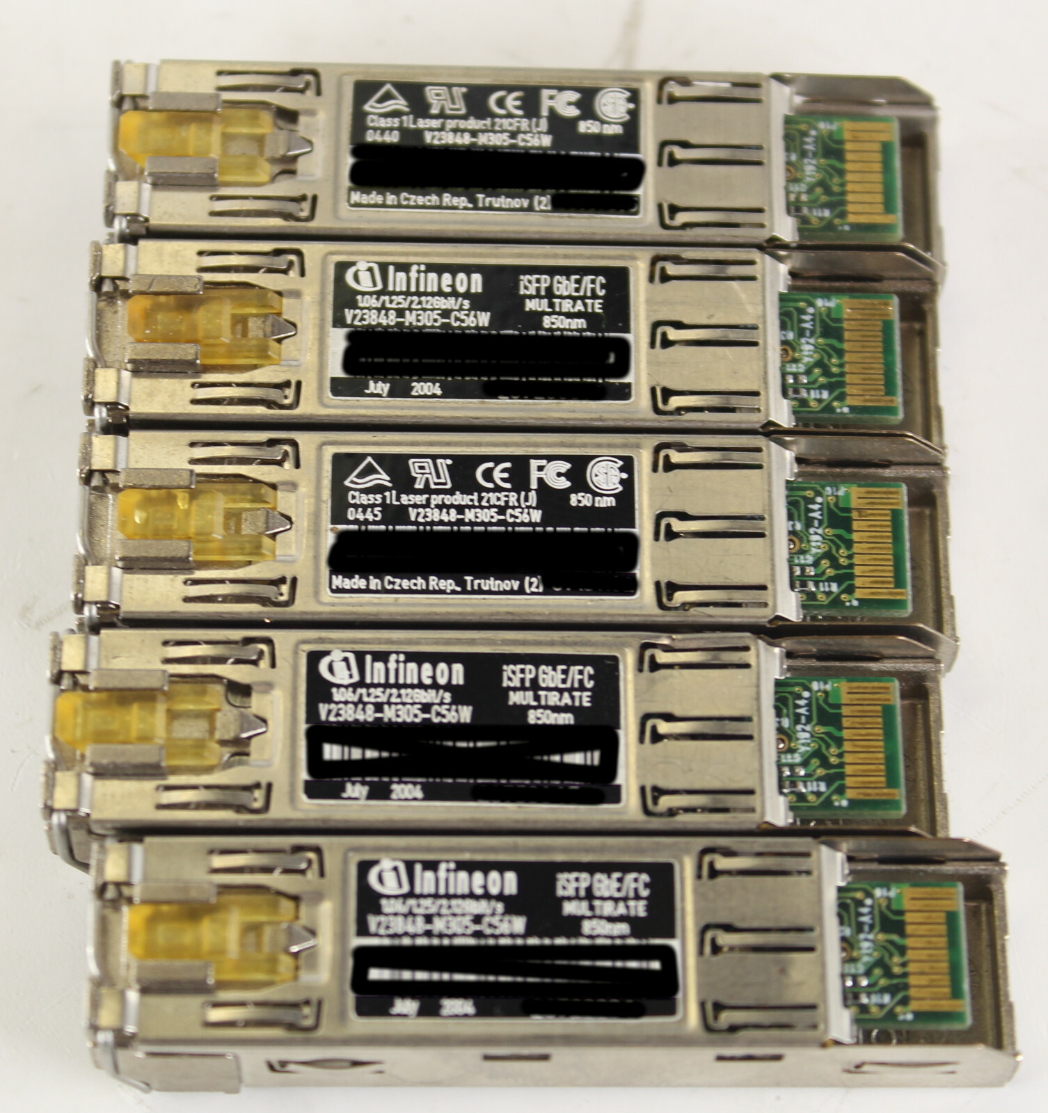 Lot of 5 Infineon iSFP GbE MultiRate 850nm V23848-M305-C56W Transceiver Module