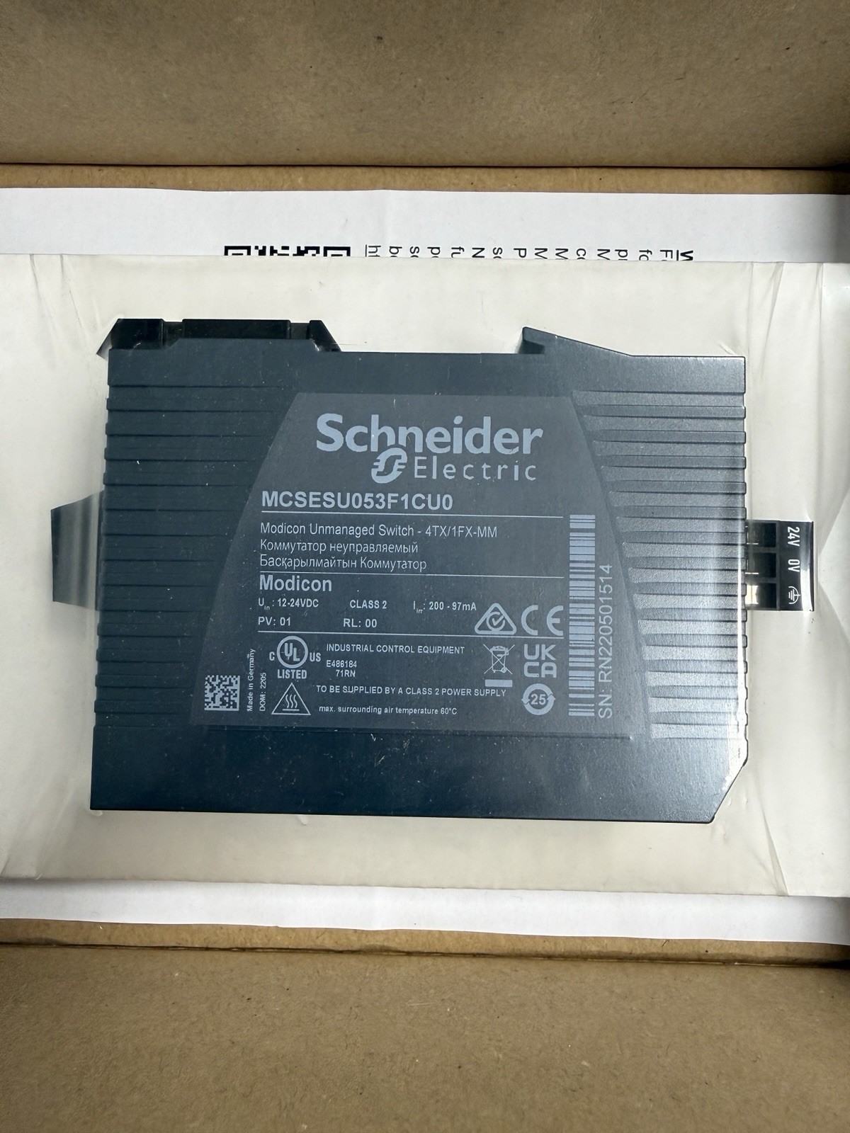 Schneider Electric MCSESU053F1CU0 Modicon Network Switch Fiber Optic New In Box