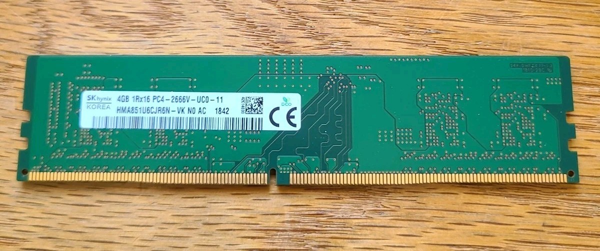 SK Hynix 4GB,DDR4 RAM, PC4-2666V Desktop RAM, 1RX16, HMA851U6CJR6N-VK