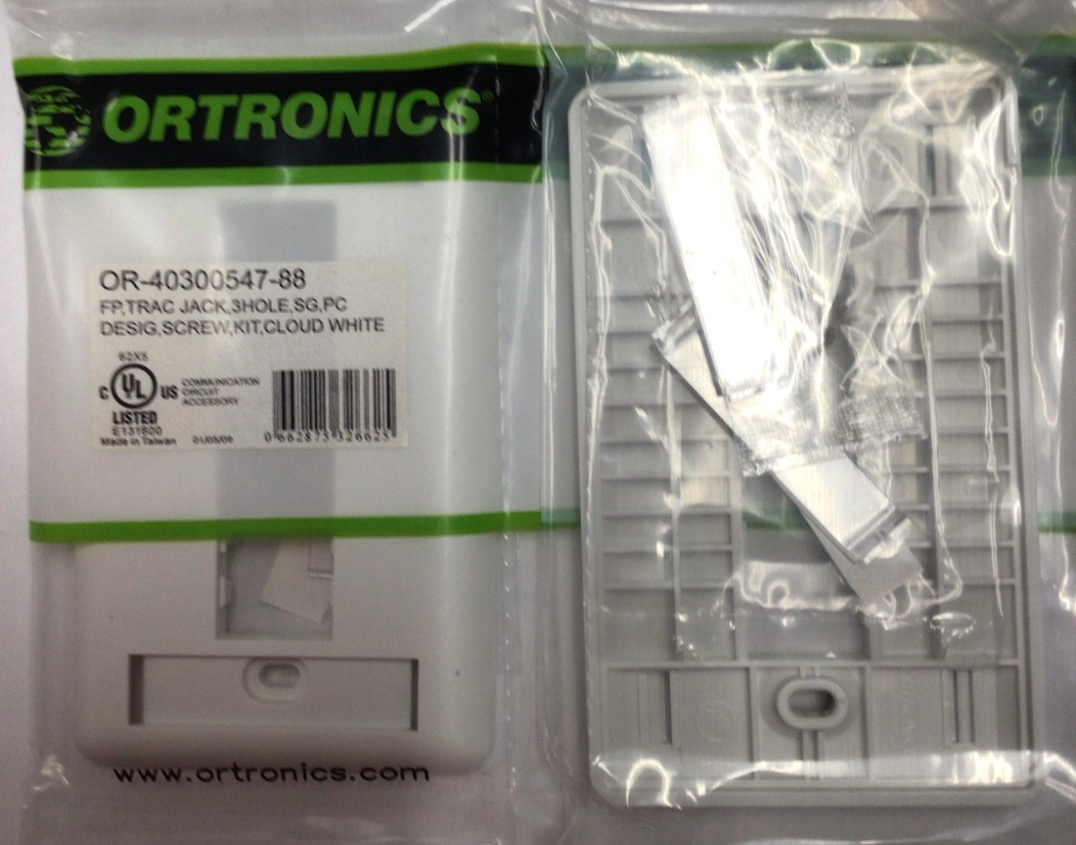 Ortronics OR-40300547-88 TracJack Faceplate Cloud White box of 20