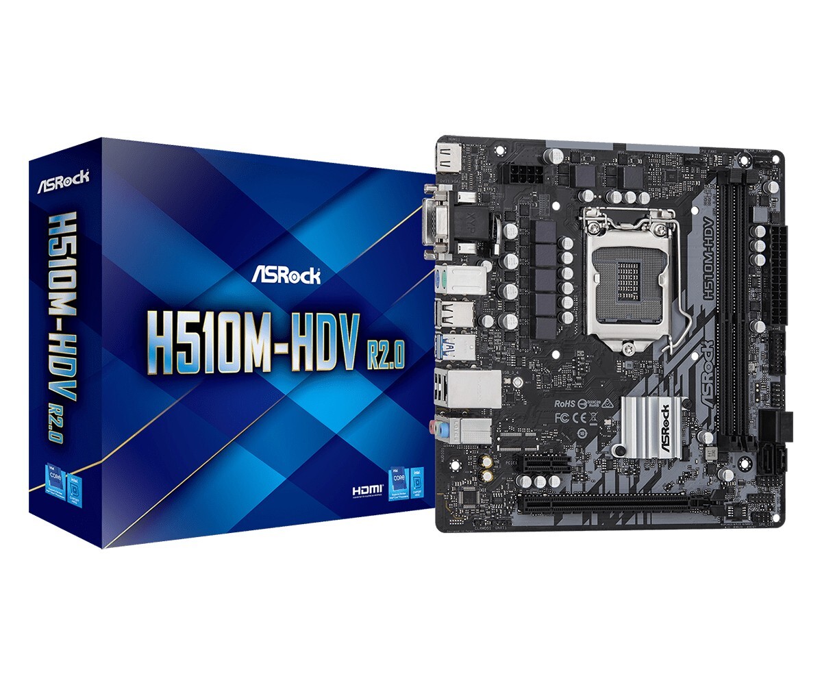 ASRock H510-HDV R2.0 Motherboard New, Unused, Slight Box Damage