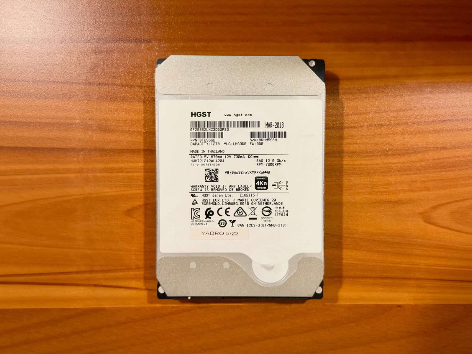 HGST WD Ultrastar DC HC520 12TB SAS HDD 3.5” 7200RPM 12Gb/s HUH721212AL4204