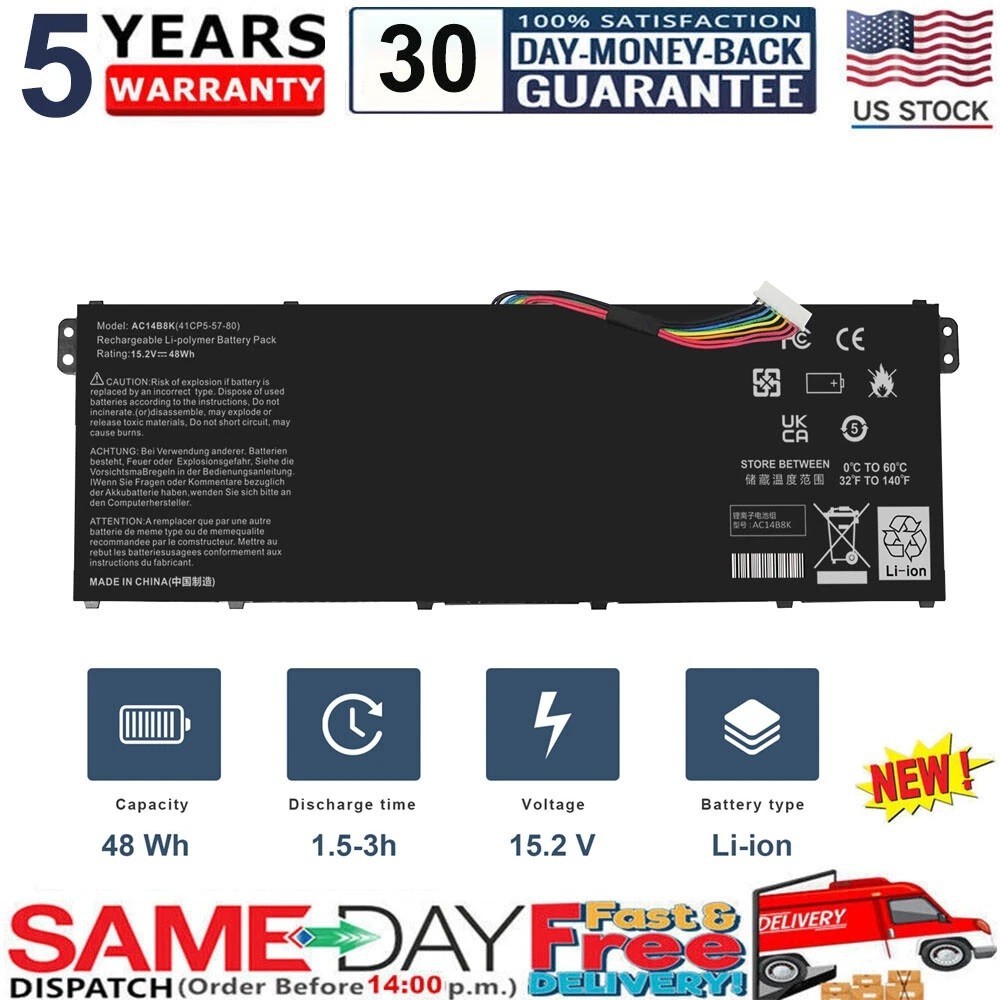 15.2V 48Wh Laptop Battery For Acer AC14B18K AC14B3K AC14B8K AP14B8K
