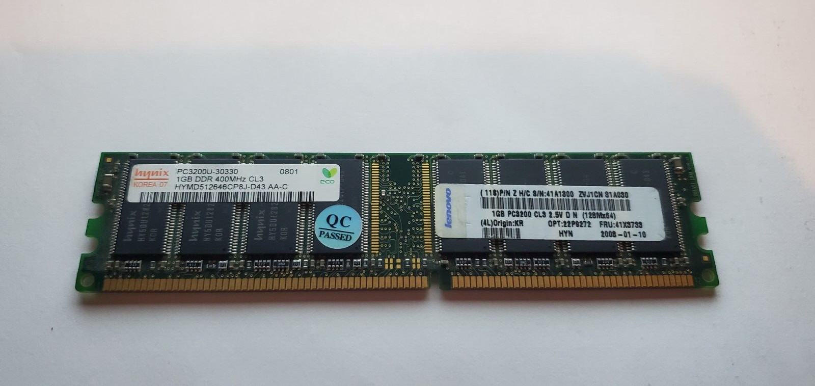 1GB PC DDR1 DDR PC3200U 400MHZ 3200U SINGLE RANK  184PIN 1RX8 CLS 2.5v DIMM
