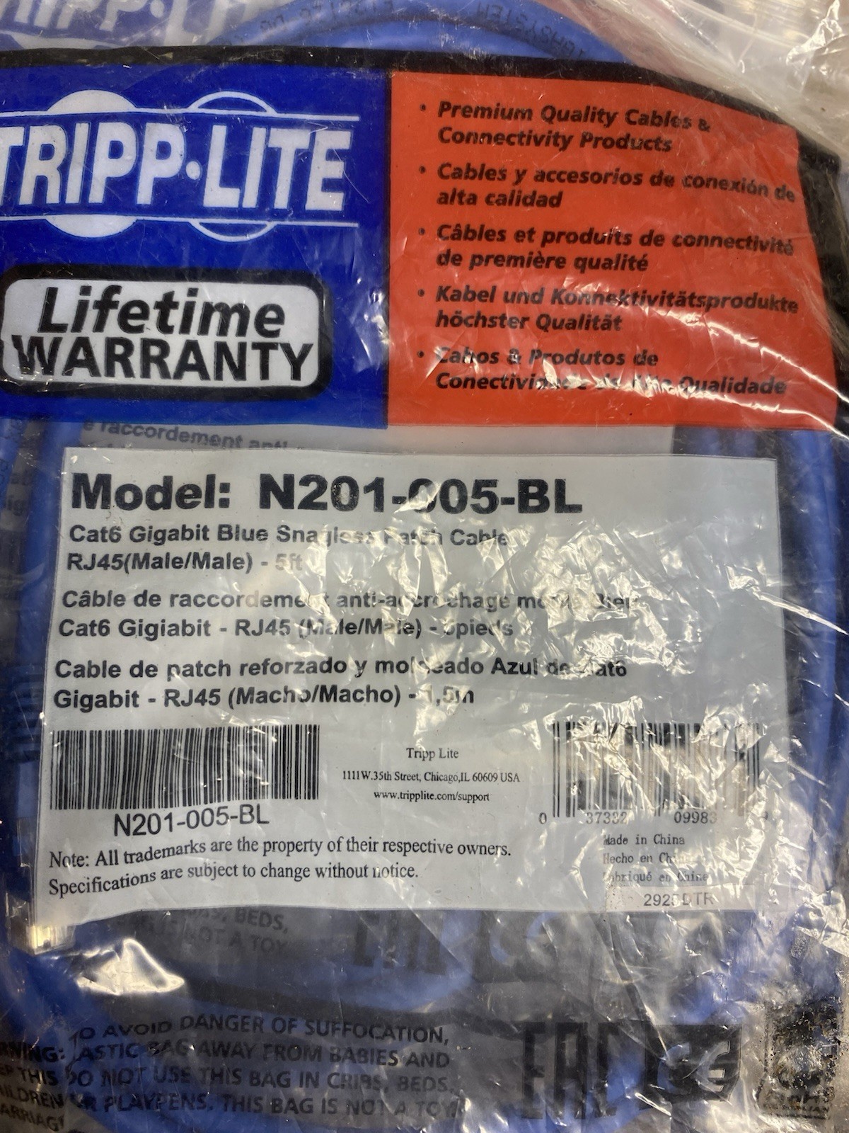 Lot of 10 Tripp Lite Cat6 Ethernet Cables 10ft RJ45 Network LAN Blue NEW