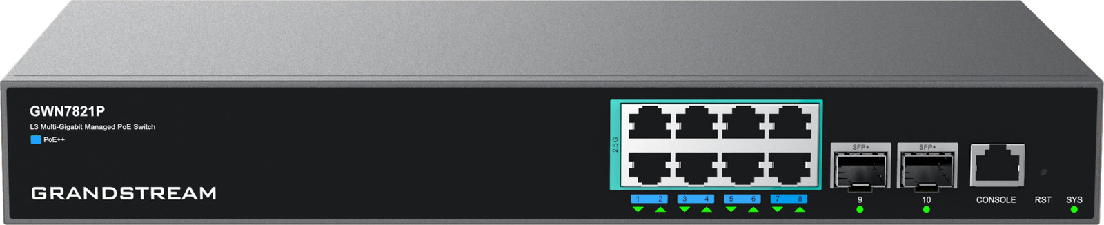 Grandstream GWN7821P Switch (8) GbE RJ45 (2) 2.5G SFP+ Ports PoE 240W