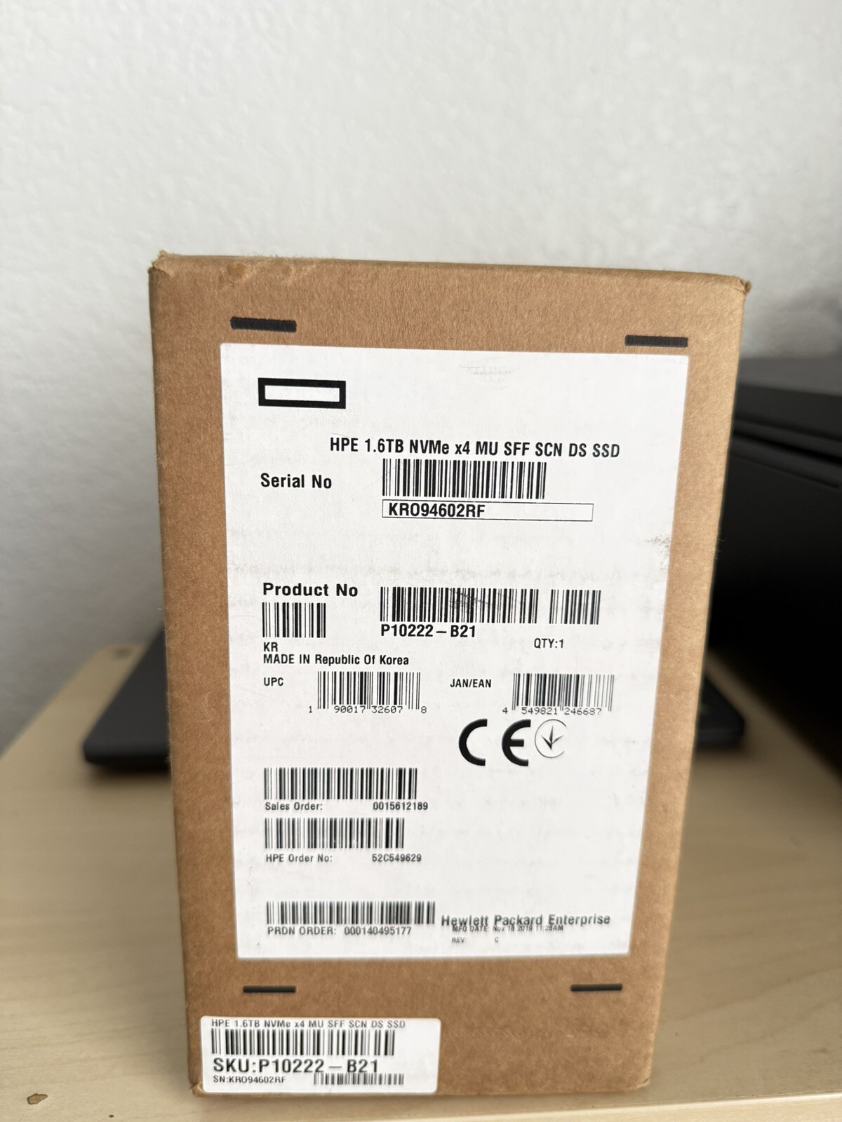 HPE P10222-B21 1.6TB NVMe x4 2.5" MU SFF SCN SSD (NEW SEALED) 