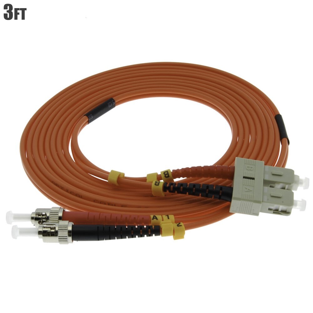 1m 3FT ST to SC Fiber Optic Cable Duplex Multimode 62.5/125 Optical Network Cord