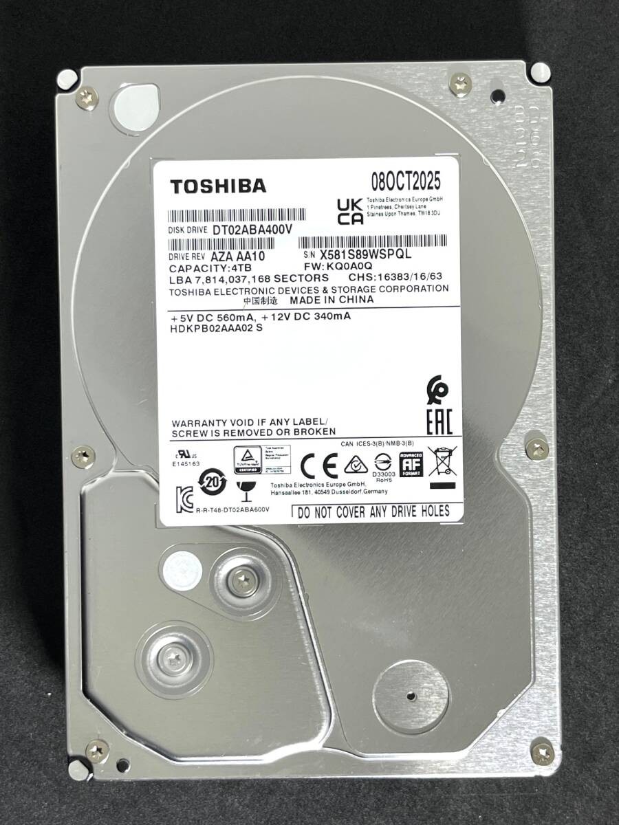 4TB  TOSHIBA / DT02ABA400V 2025 model Usage: 16 h Brand-new 3.5-inch Internal H