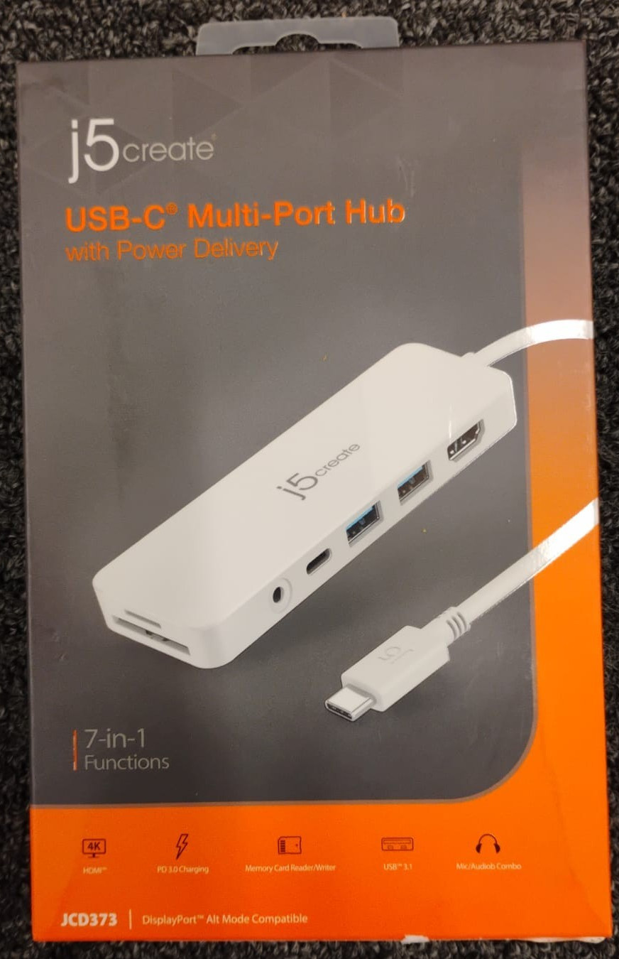 J5 Create JCD373 USB-C Multi-Port Hub with 60W Power Delivery 4K HDMI - New , E2