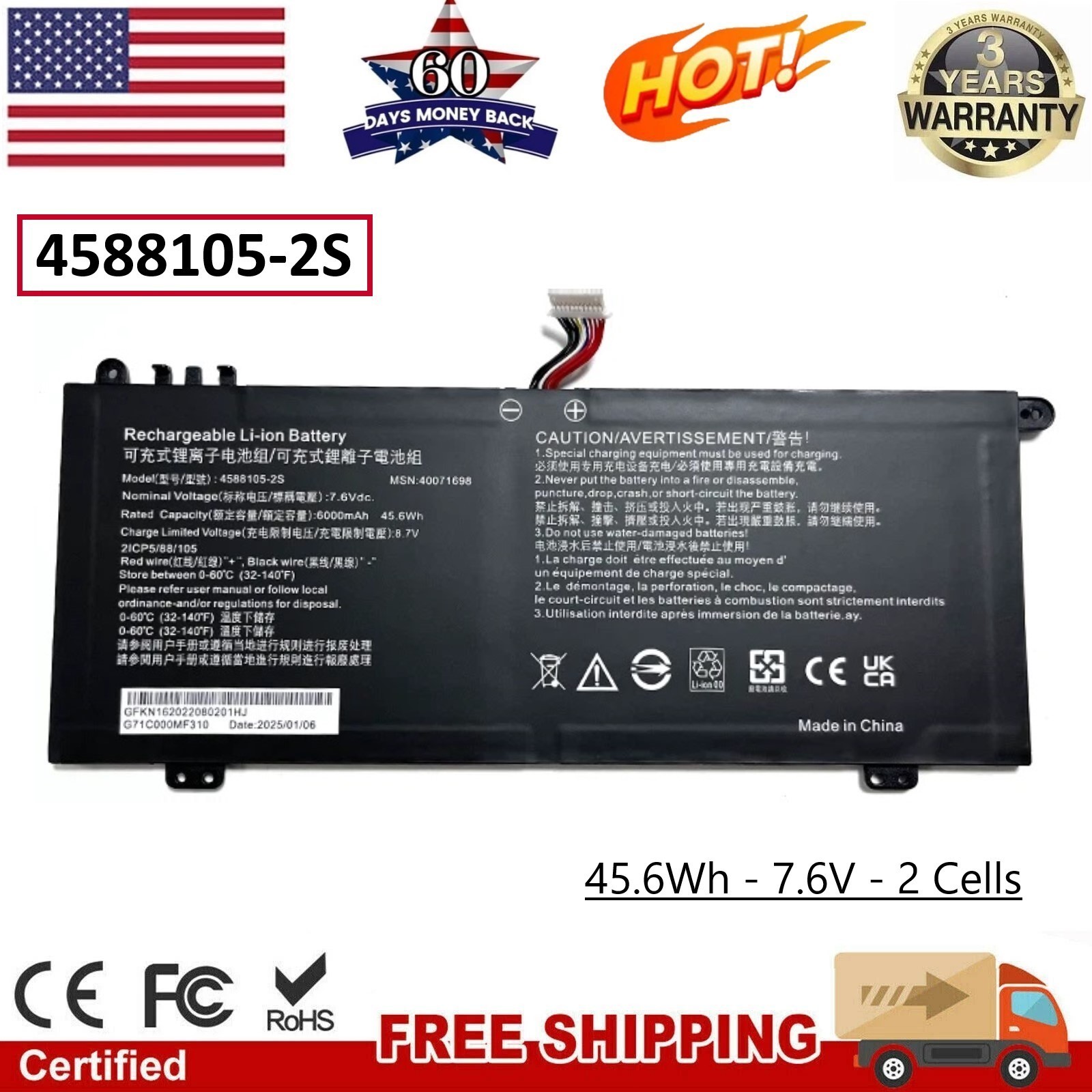NEW 4588105-2S Battery for TOSHIBA Dynabook Satellite PRO C50-H-108 40071698 US