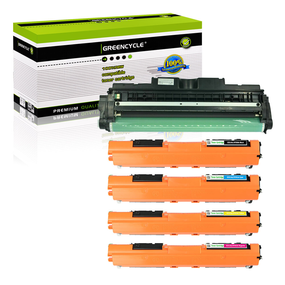 4PK CE310A 126A BCYM Toner Cartridges CE314A Drum Fits For HP LaserJet CP1025nw