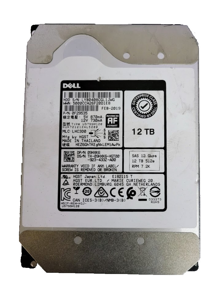 SAS-Dell 0F29535 12TB SAS 3.5" HDD HUH721212AL5200