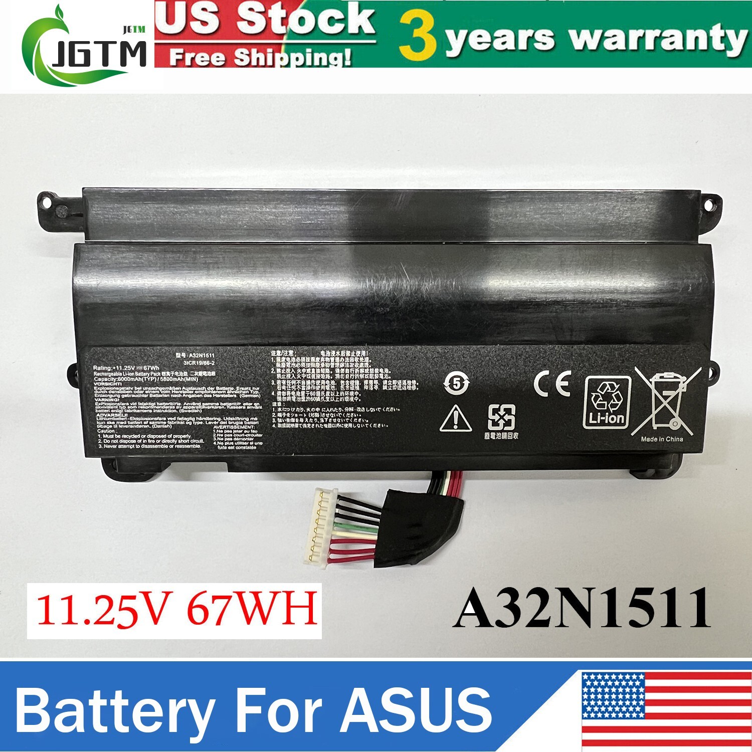 A32N1511 Battery for Asus ROG G752V G752VL G752VT G752VY G752VM Series 67Wh US