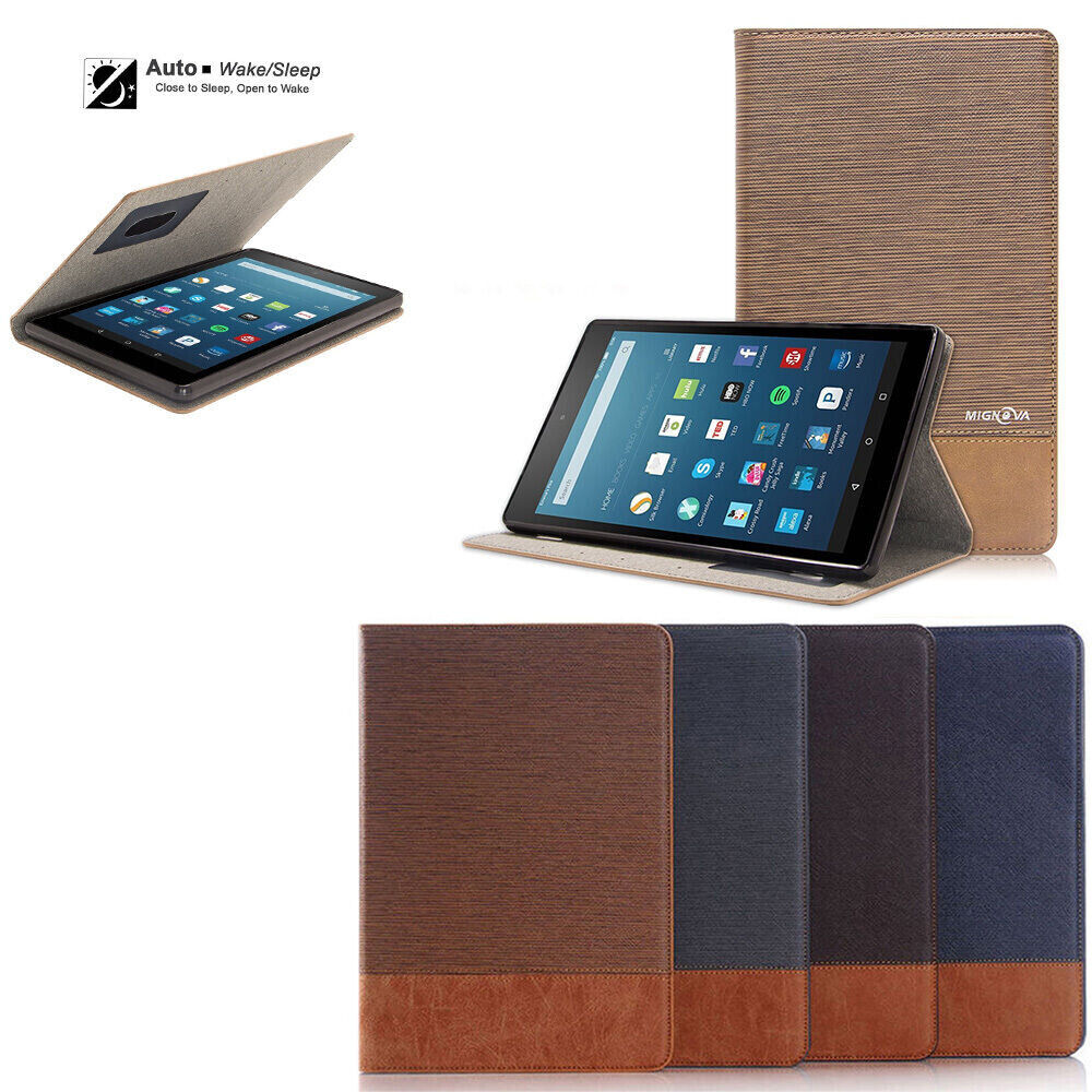 Flip Slim Leather Smart Stand Wallet Case Cover For Amazon Fire HD 8 6/7/8th Gen