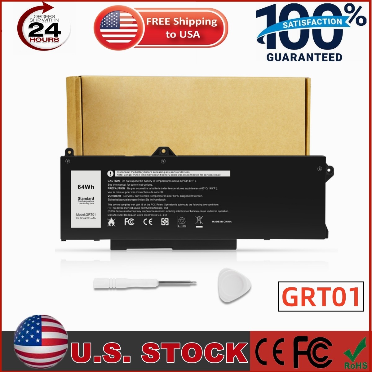 LOT GRT01 Battery For Dell Latitude 5421 5431 5521 Precision 3561 3571 3470 NEW