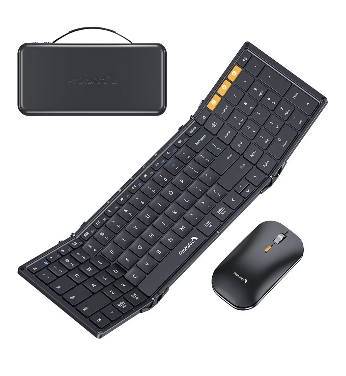 ProtoArc XKM01 Full-Size Foldable Keyboard Mouse Combo for Travel - Black