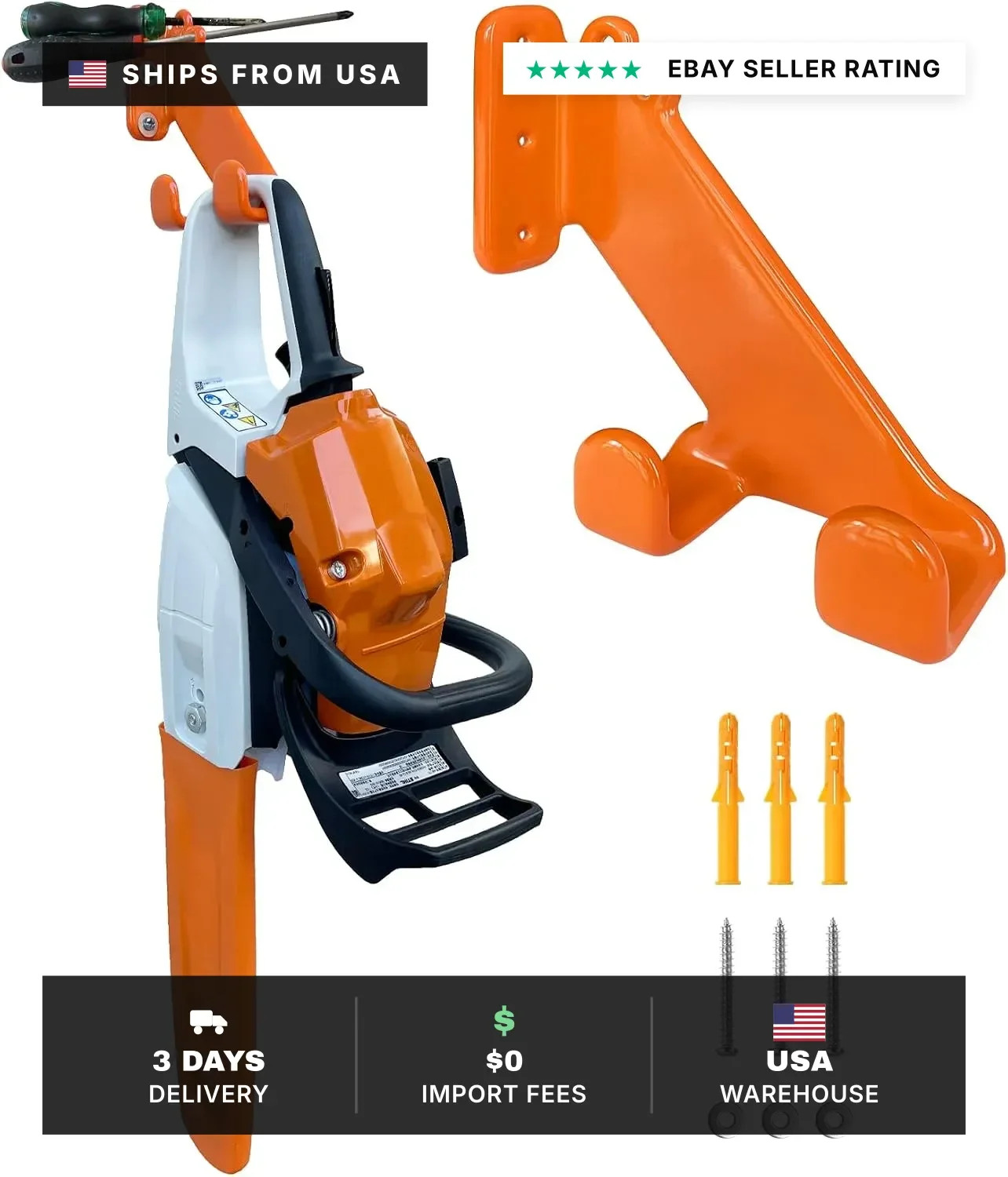 Chainsaw Hanger, 1 Pack Chainsaw Holder Wall Mount, Chain Saw Storage Rack