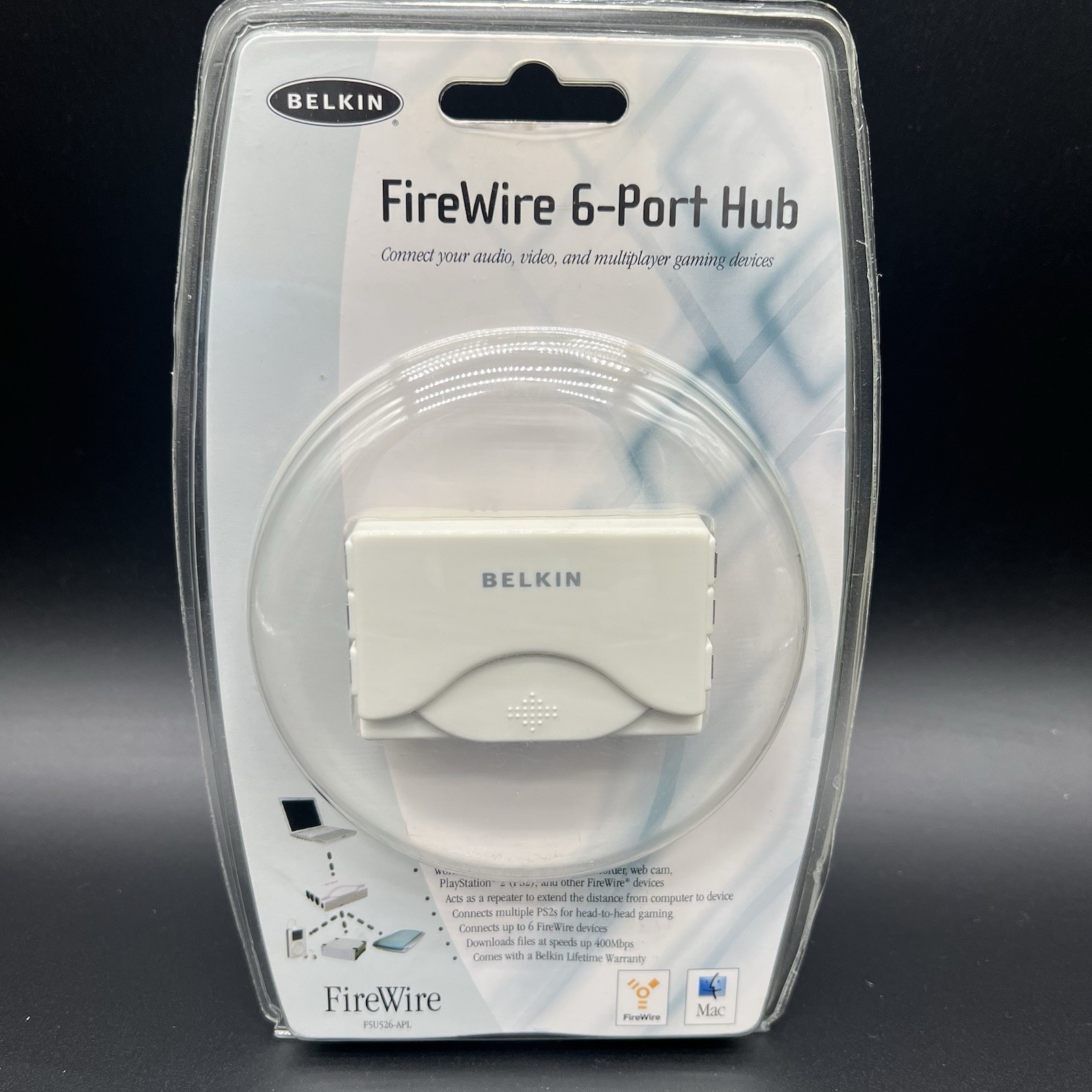 NOS New Old Stock Sealed Belkin FireWire 6-Port Hub F5U526-APL T6652LL