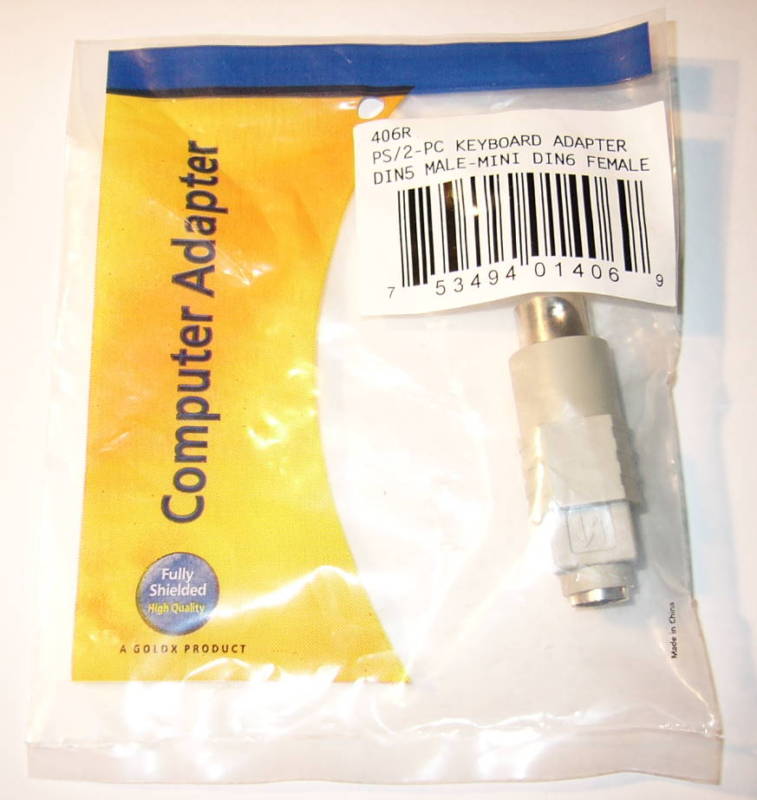 PS2 Female to AT Male Adapter - 6 Pin Female to 5 Pin Male - F to M Converter