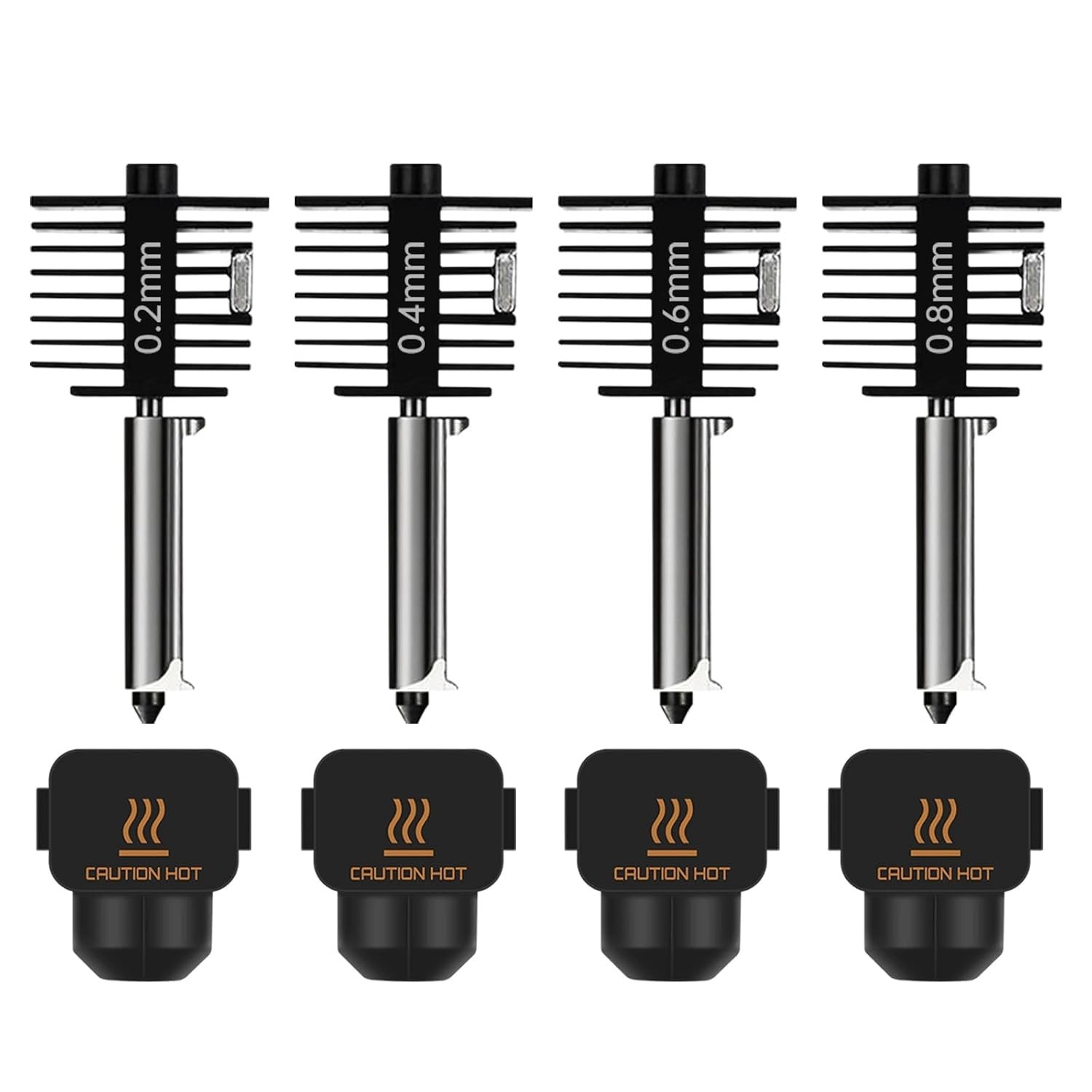 4-Pack Bamboo A1 mini/A1/A2L Hotend Kit, 0.2/0.4/0.6/0.8mm Hardened Steel Nozzle