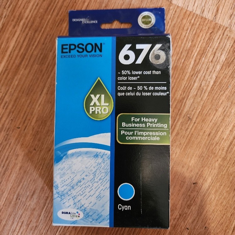 Epson 676XL Genuine Cyan High-Yield Ink Cartridge T676XL220 Exp 07/2016