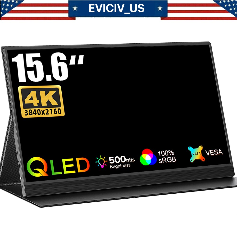 EVICIV True 4K Portable Monitor QLED 15.6" 3840*2160 100% Adobe RGB HDR Screen A
