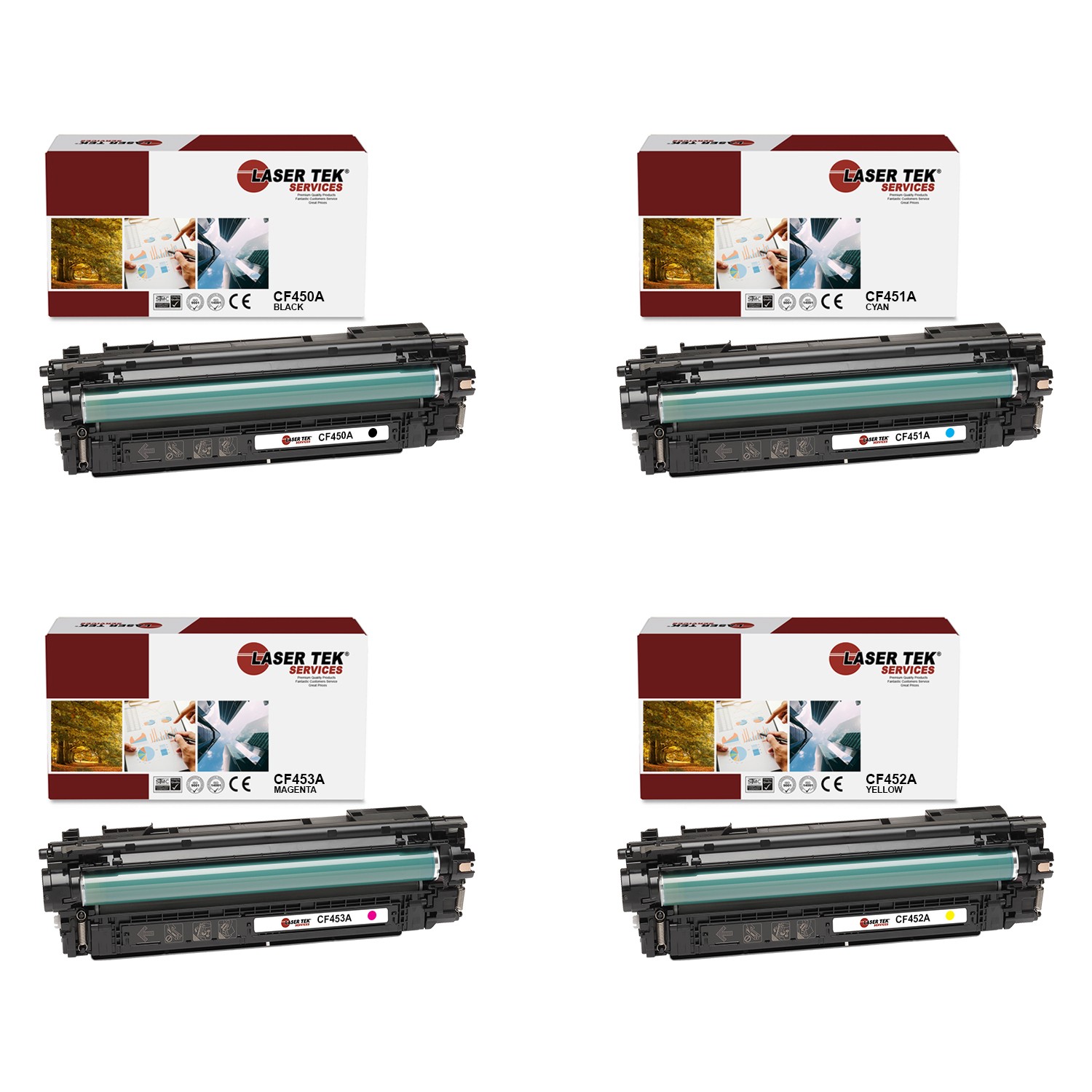4Pk LTS 655A BCMY Compatible for HP LaserJet M652 M653 M681 Toner Cartridge