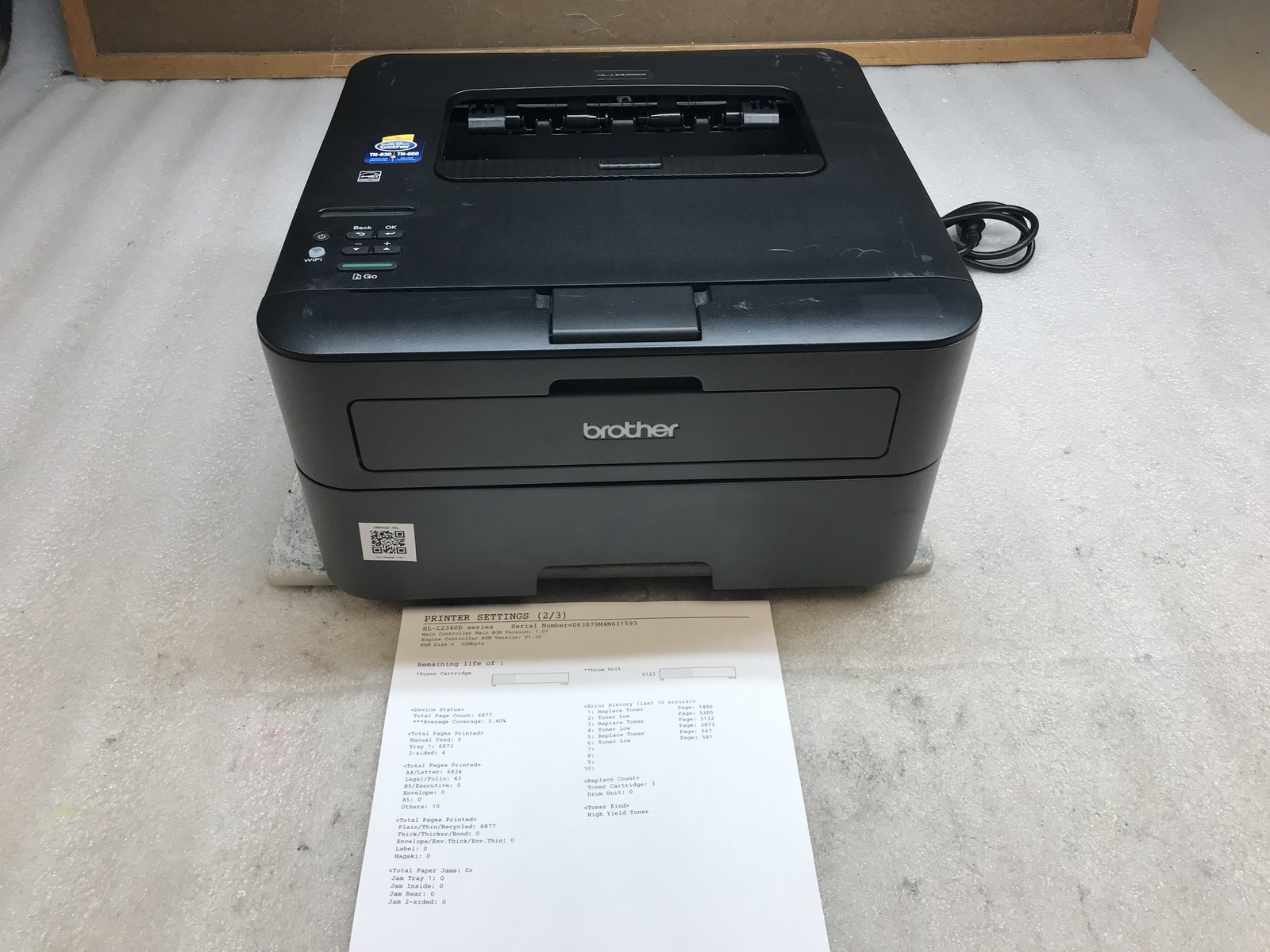 Brother HL- L2340D Monochrome Laser Printer 7K Pages W Toner