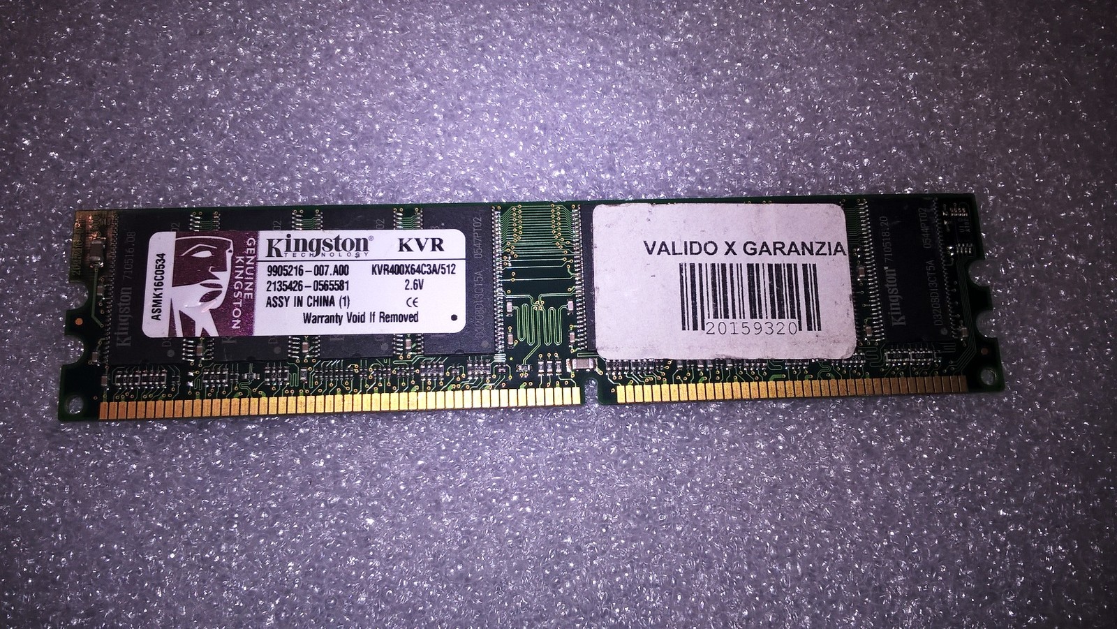 Kingston KVR400X64C3A/512 512MB PC3200 400MHz CL3 184 Pin DDR Memory