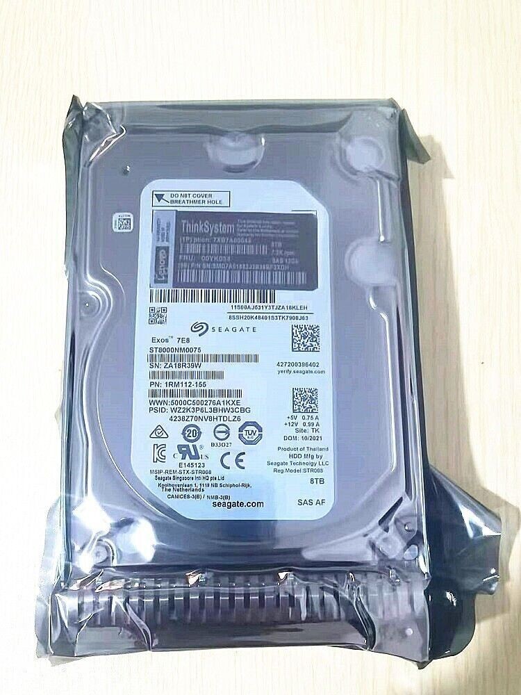 NEW Lenovo/IBM 00YK034 7XB7A00045 3.5 in 8TB 7.2K SAS 12G SR550 SR650 Hard Drive