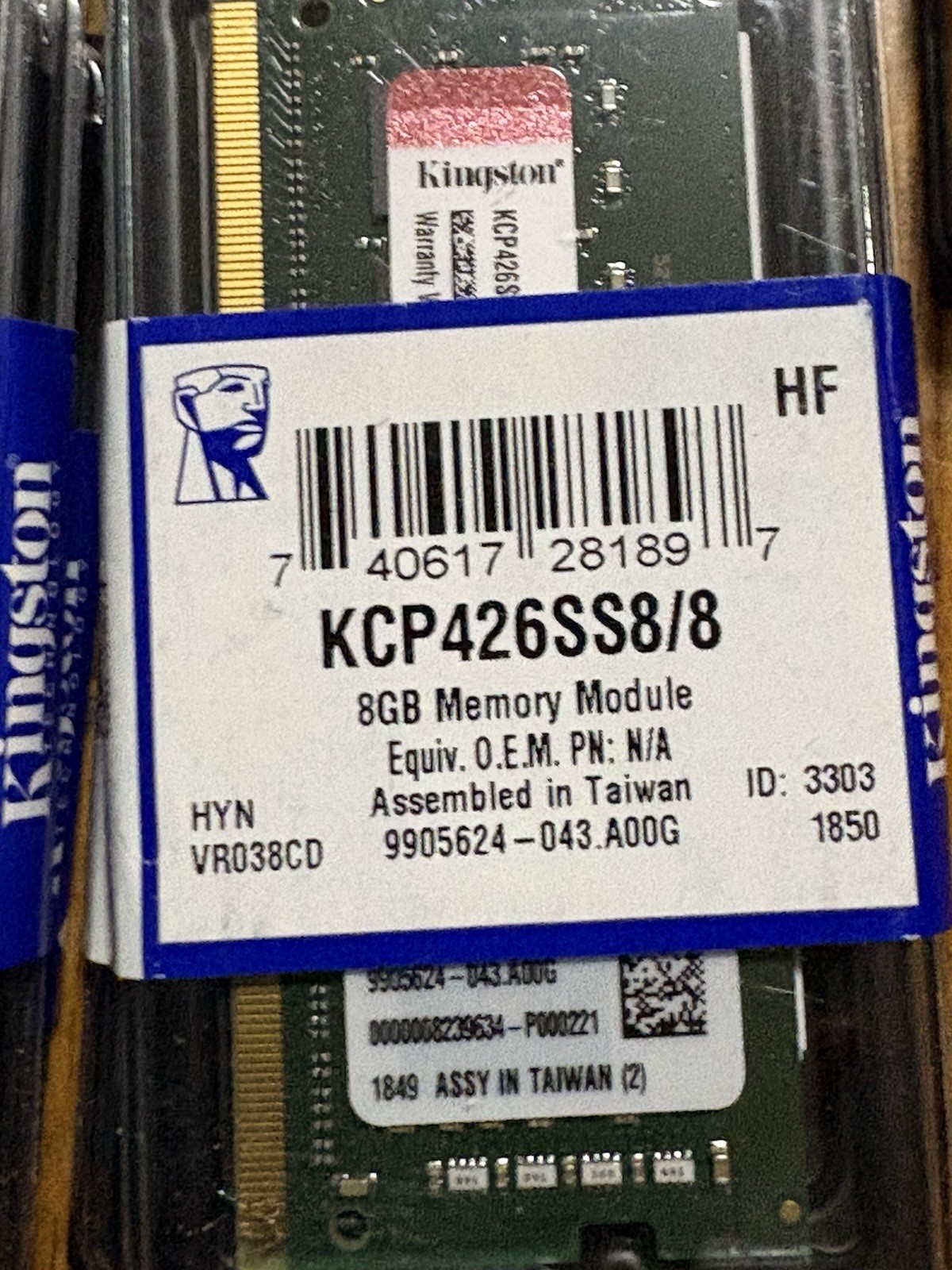 Kingston 8GB PC4-21300 (DDR4-2666) SO-DIMM Memory (KCP426SS8/8) Lot of 18