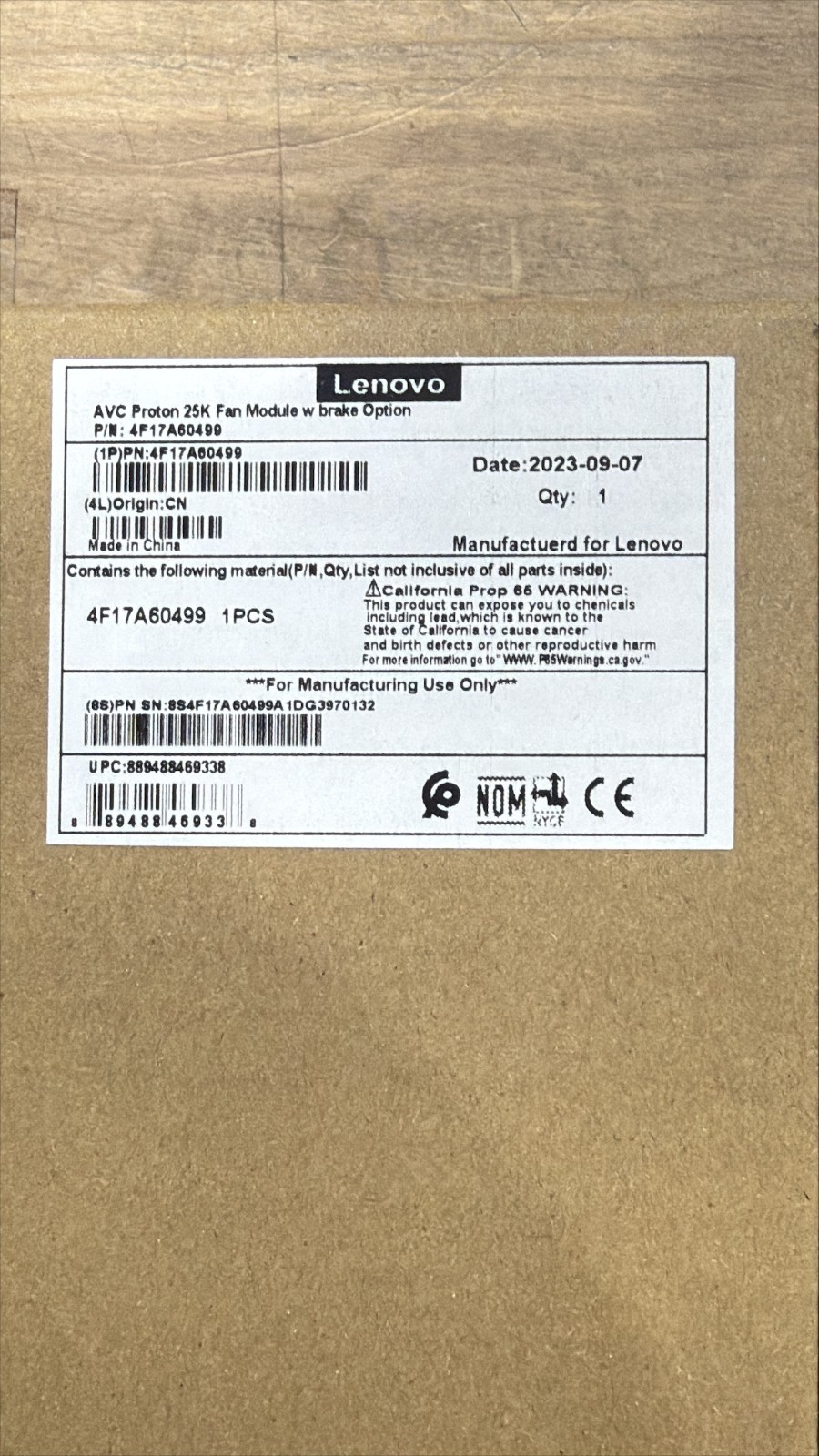 *LENOVO 25K FAN MODULE SR950 THINKSYSTEM TYPE 7X13 01PG871 01CX965-13-CT