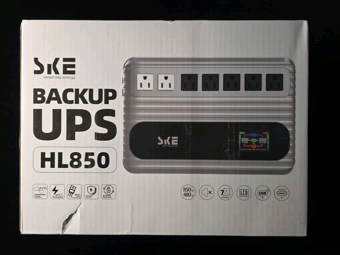 SKE UPS 850VA/480W Battery Backup Surge Protector for Computer Orion HL850