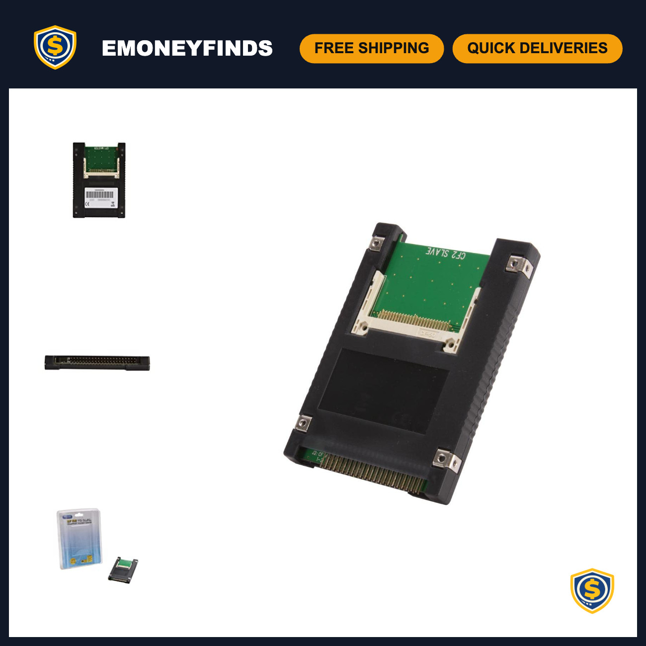Compact Flash CF to 44 Pin IDE/PATA Adapter Enclosure for 2.5" Drives - Black