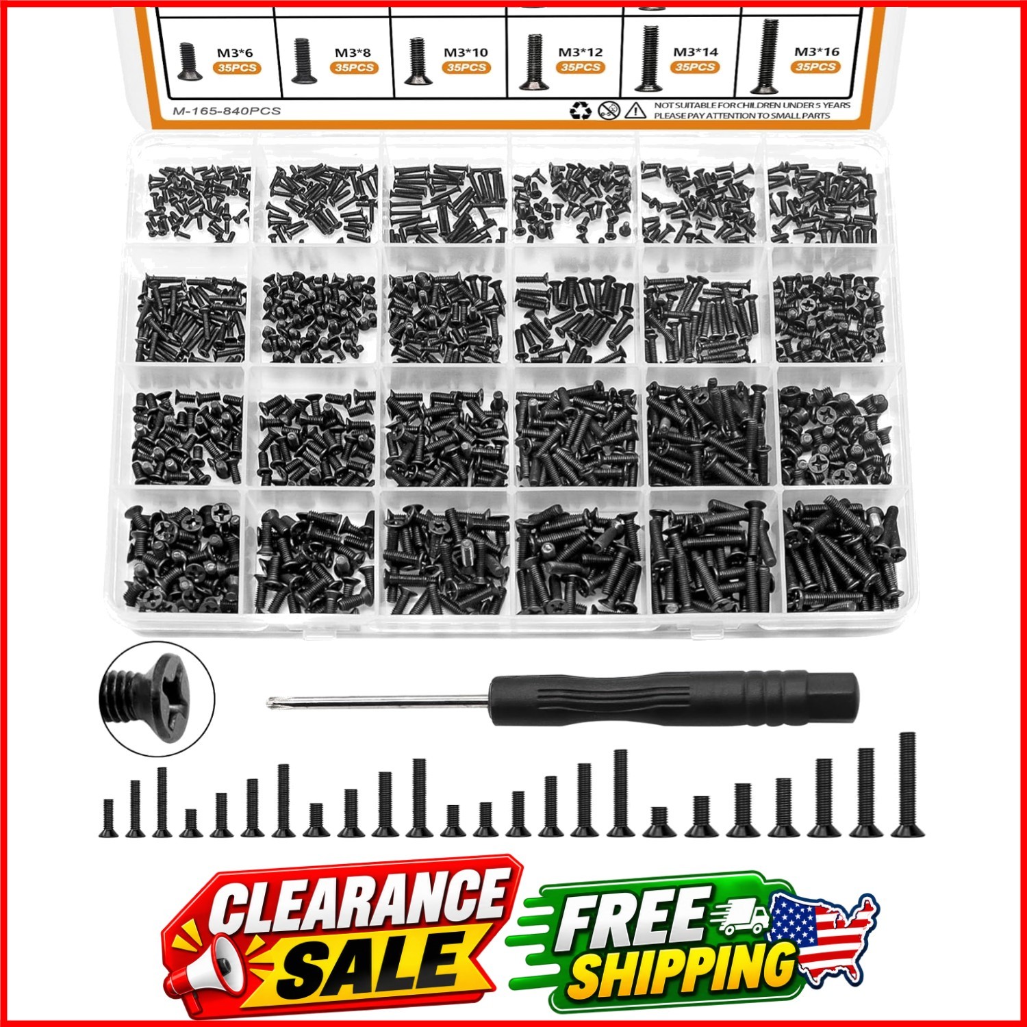 Laptop Screws 24 Sizes M1.4/1.7/2/2.5/3 Replacement Computer Tiny Screws Moth...