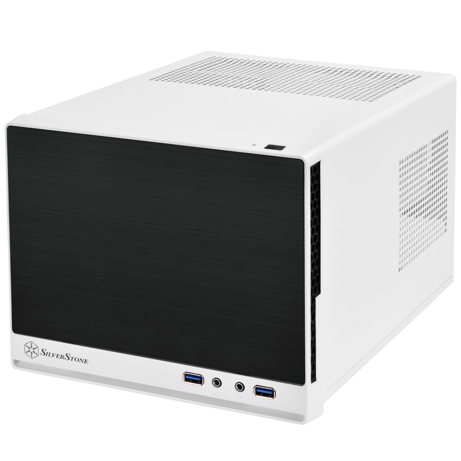 Ultra Compact Mini-ITX Computer Case, Solid Front Panel, White & Black, Small Fo