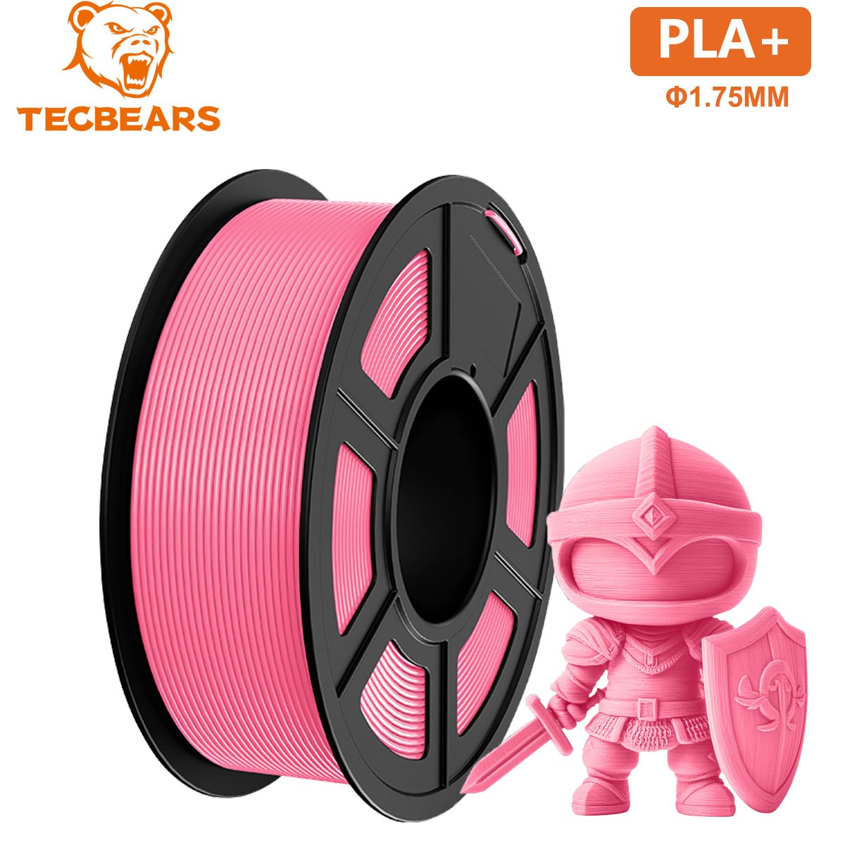 TECBEARS Pink  PLA Plus Filament 1.75 for Most FDM 3D Printers 1kg Spool