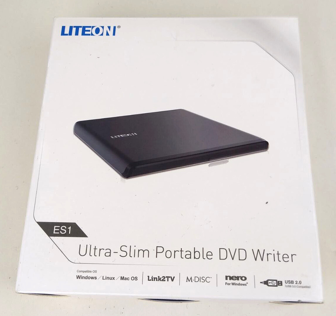 LITEON Slim Portable DVD Writer ES-1 External Player Smart Burn Slim M-DISC