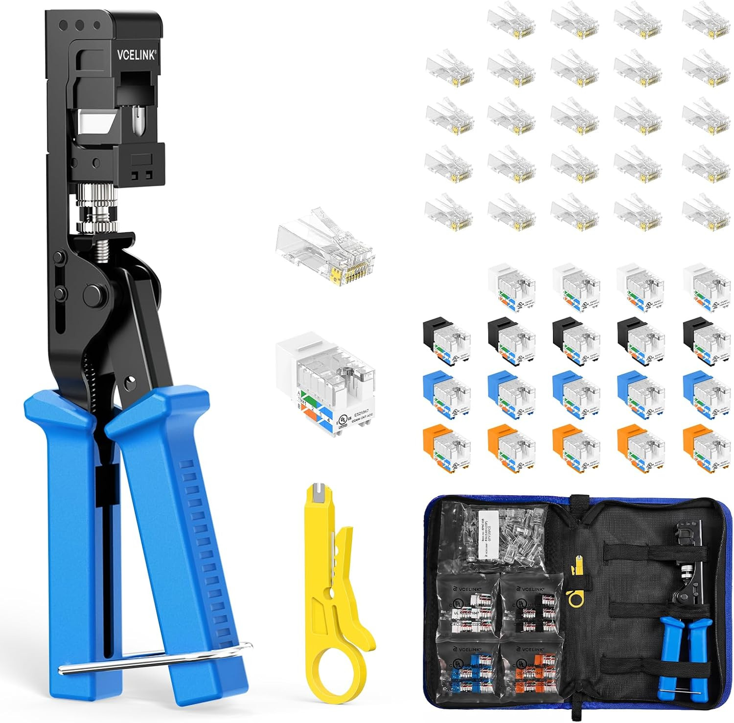 Speed Termination Keystone Tool Kit with Mixcolor Keystone Jack
