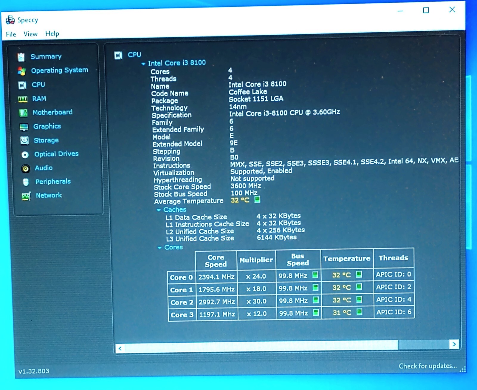 SR3N5 - Intel Core i3-8100 4 Cores Coffee Lake LGA1151 3.6GHz 6MB Cache CPU