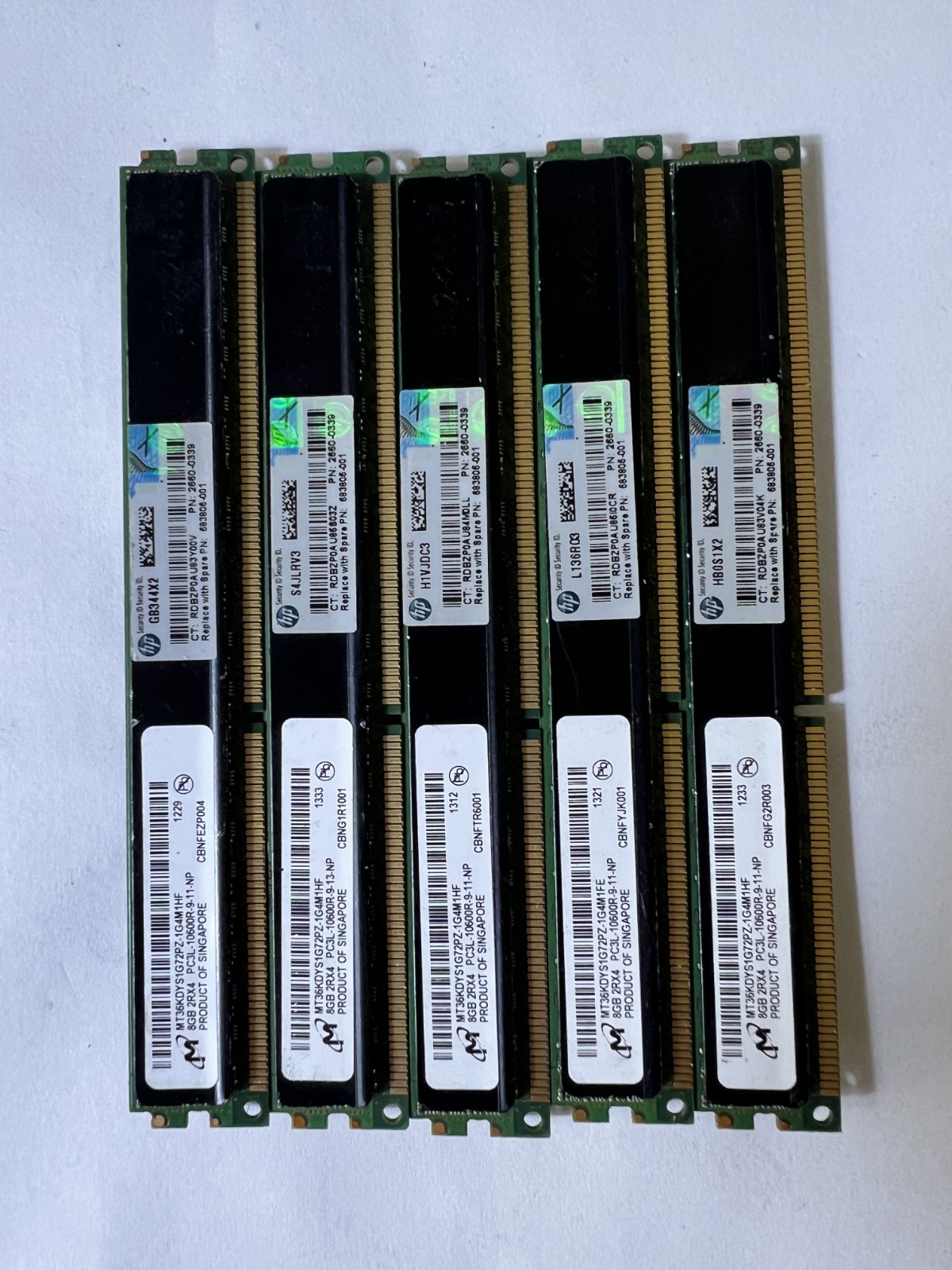 40GB Micron 5x8GB DDR3-1333 MT36KSF1G72PZ-1G4M1HF RDIMM PC3-10600 ECC  2660-0339