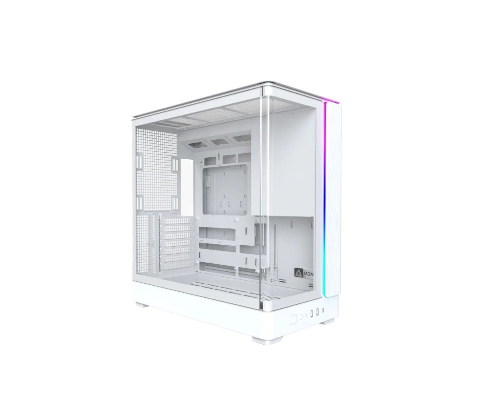 MONTECH KING 45 KING45W ATX PC Case Curved Panoramic Glass Chimney Airflow White
