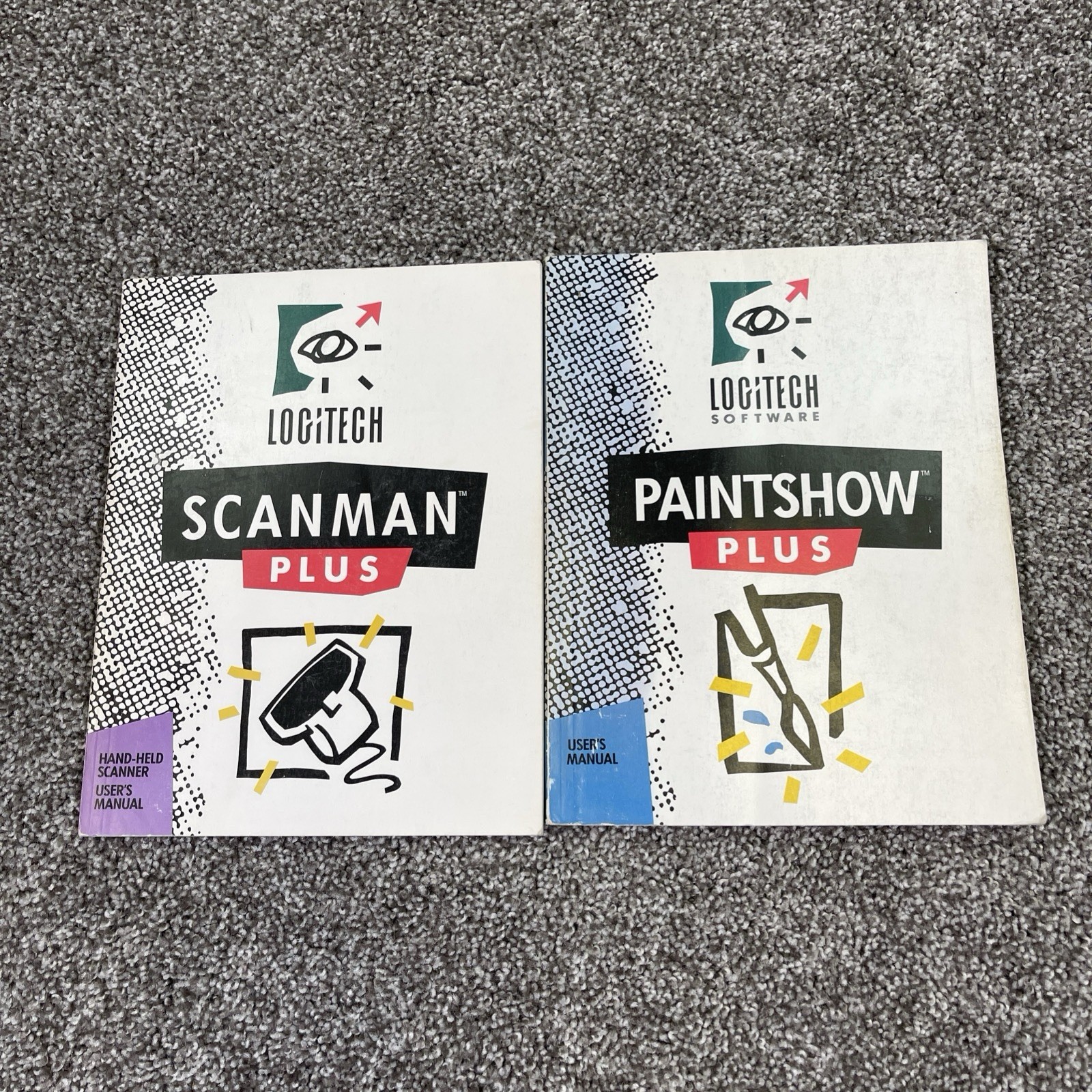 Vintage 1989 Logitech ScanMan Plus & PaintShow Plus User Manuals Lot of 2