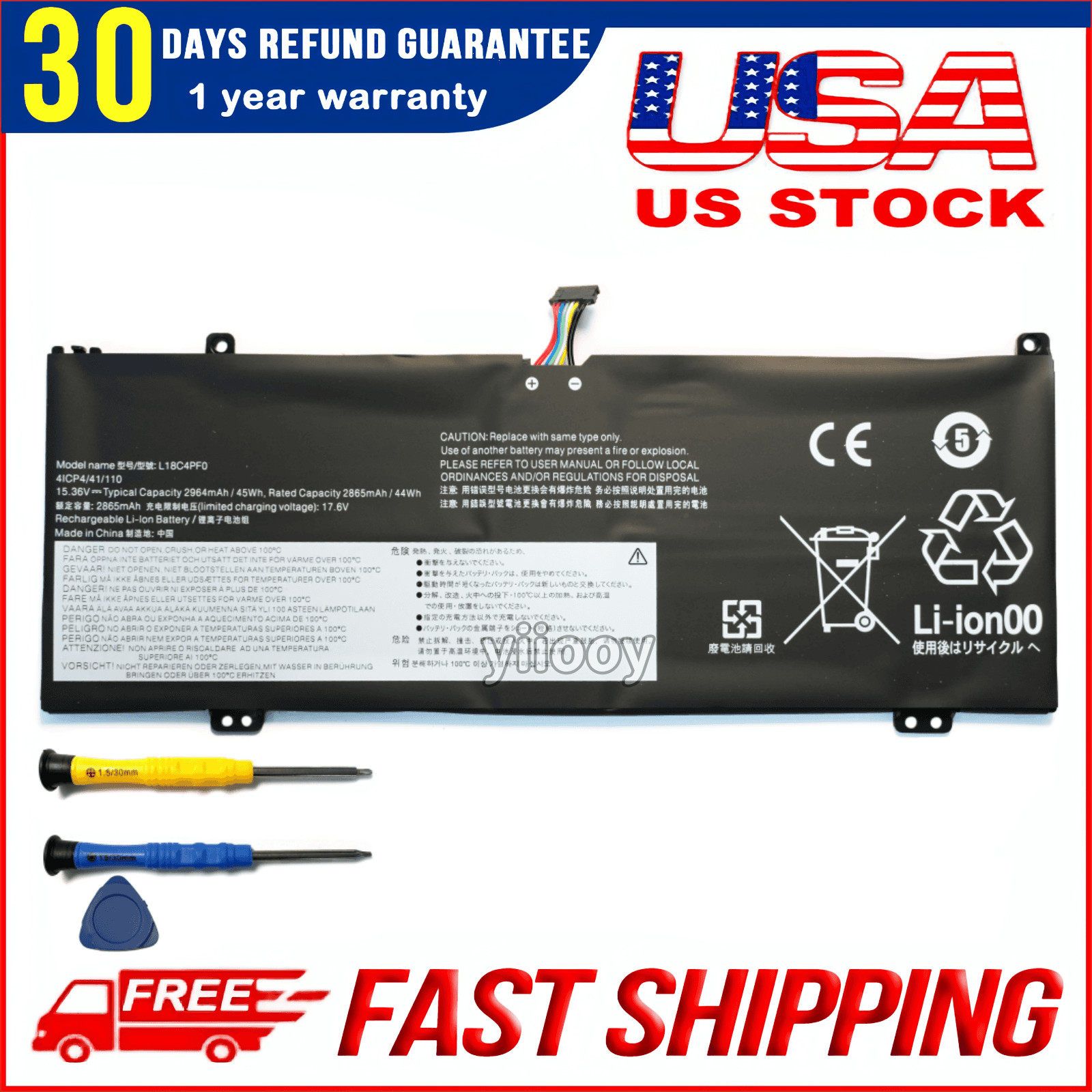 Genuine L18D4PF0 L18C4PF0 Battery for ThinkBook 13S-IWL 14S-IWL 13S-IML/OEM 45WH