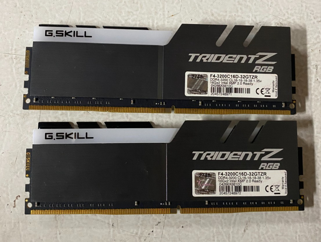 G.Skill Trident Z RGB 32GB (2x16GB) DDR4 3200MHz RAM F4-3200C16D-32GTZR TESTED