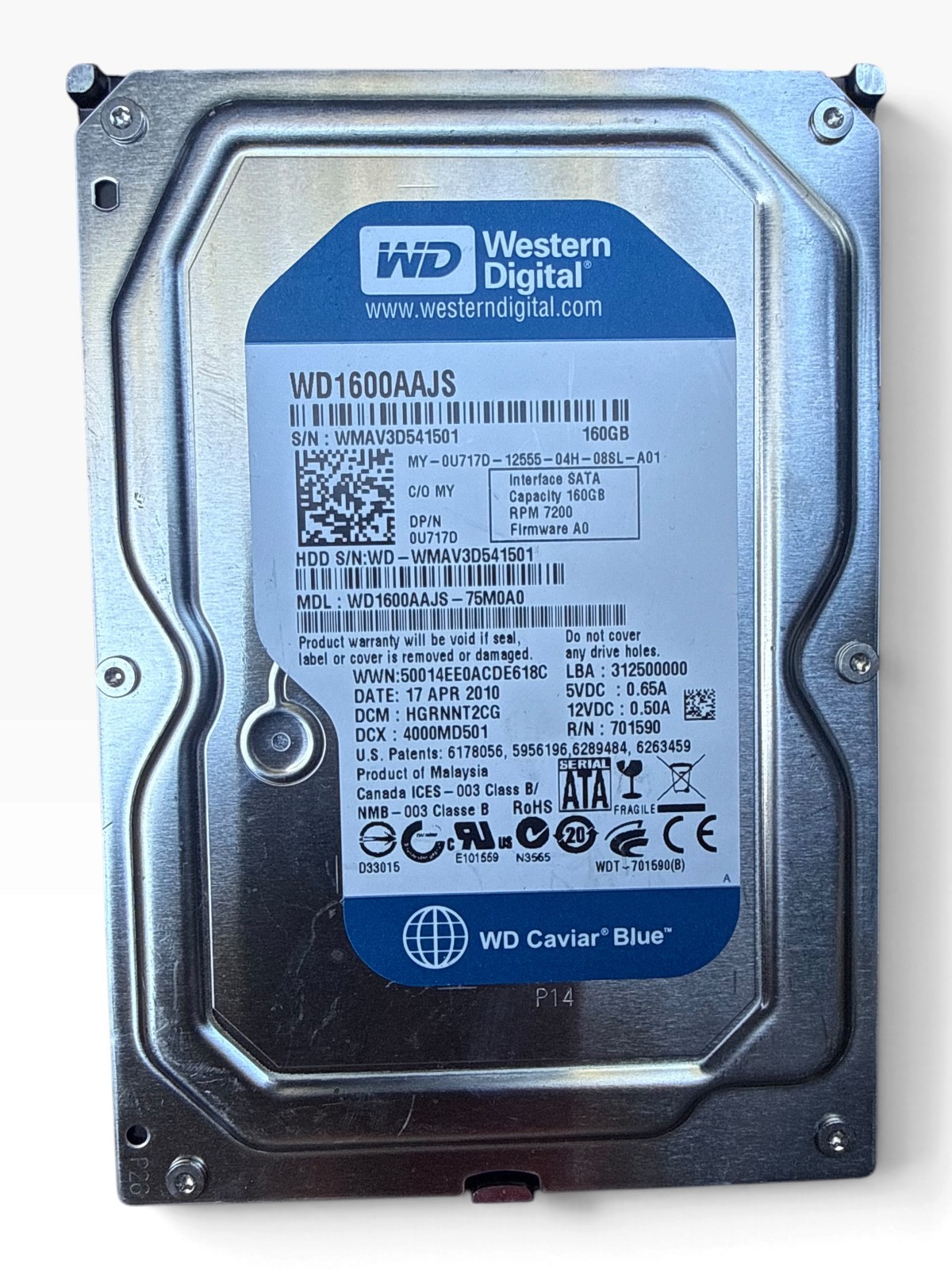 Western Digital 160GB 3.5-Inch SATA Hard Drive WD1600AAJS-75M0A0 7200 RPM