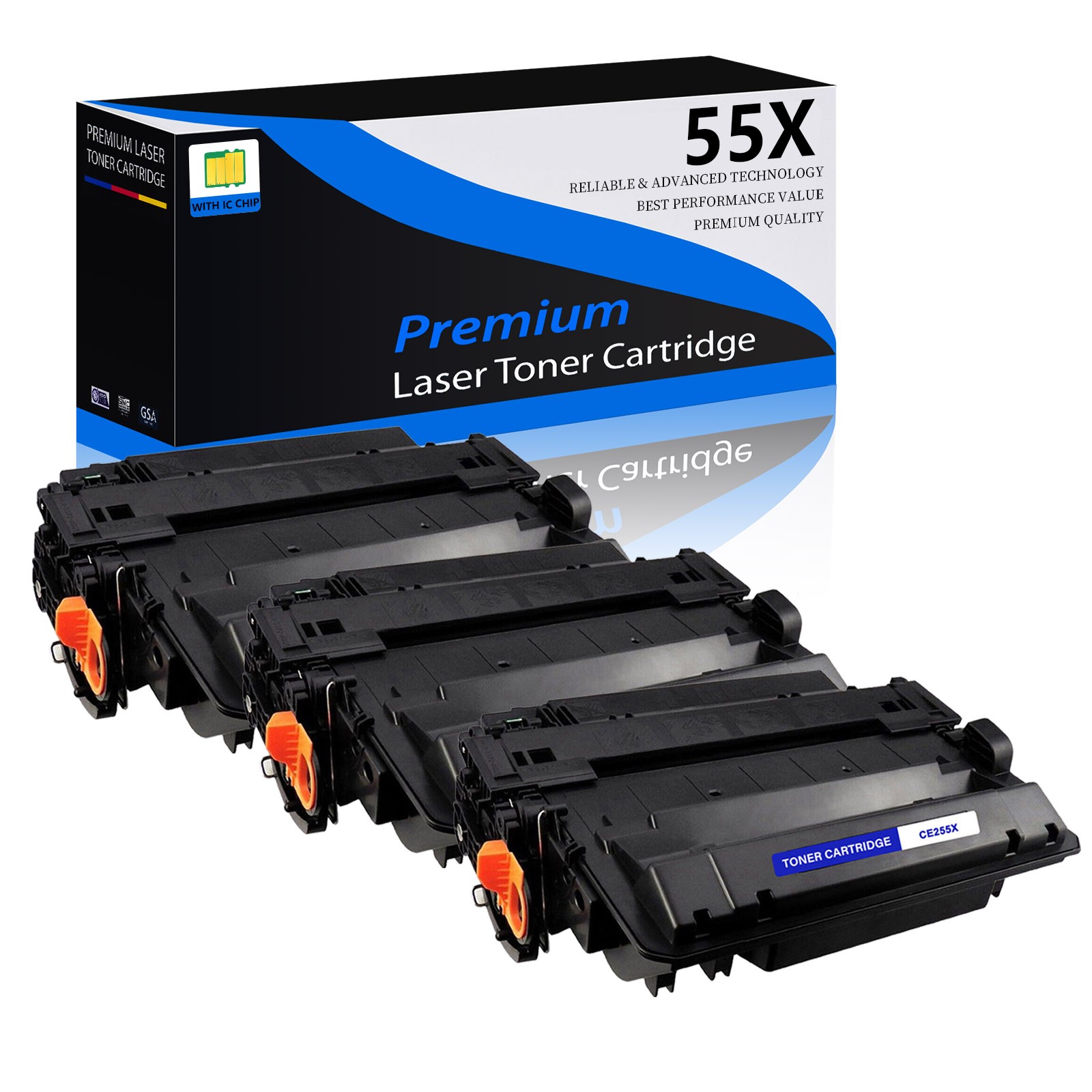 3PK CE255X 55X Toner For HP LaserJet P3015n P3010 P3015x P3016 Pro MFP m521dn