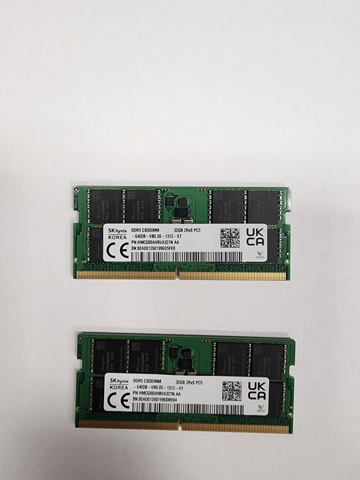 SK HYNIX LOT OF 2x32GB (64GB total) PC5 DDR5-6400 CSODIMM LAPTOP RAM COMPUTERS
